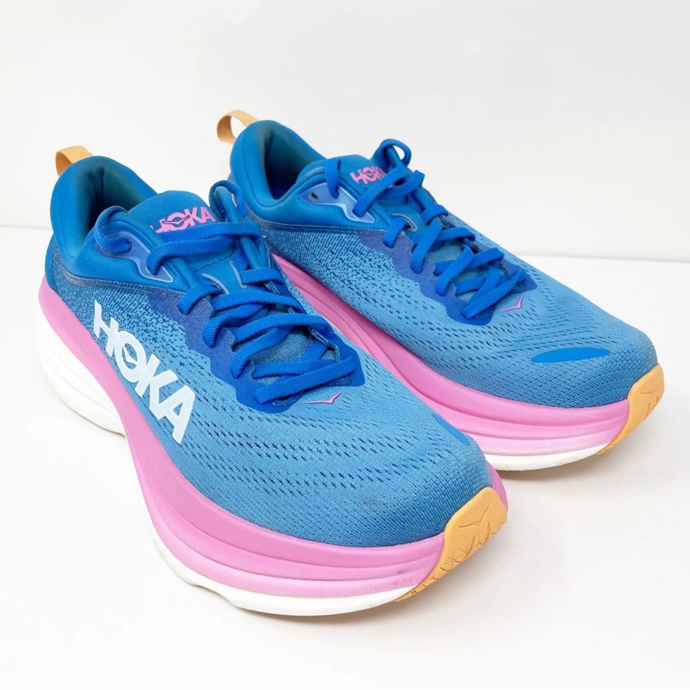 Hoka One One Womens Bondi 8 Blue Running Shoes Size 9B, Retails $165